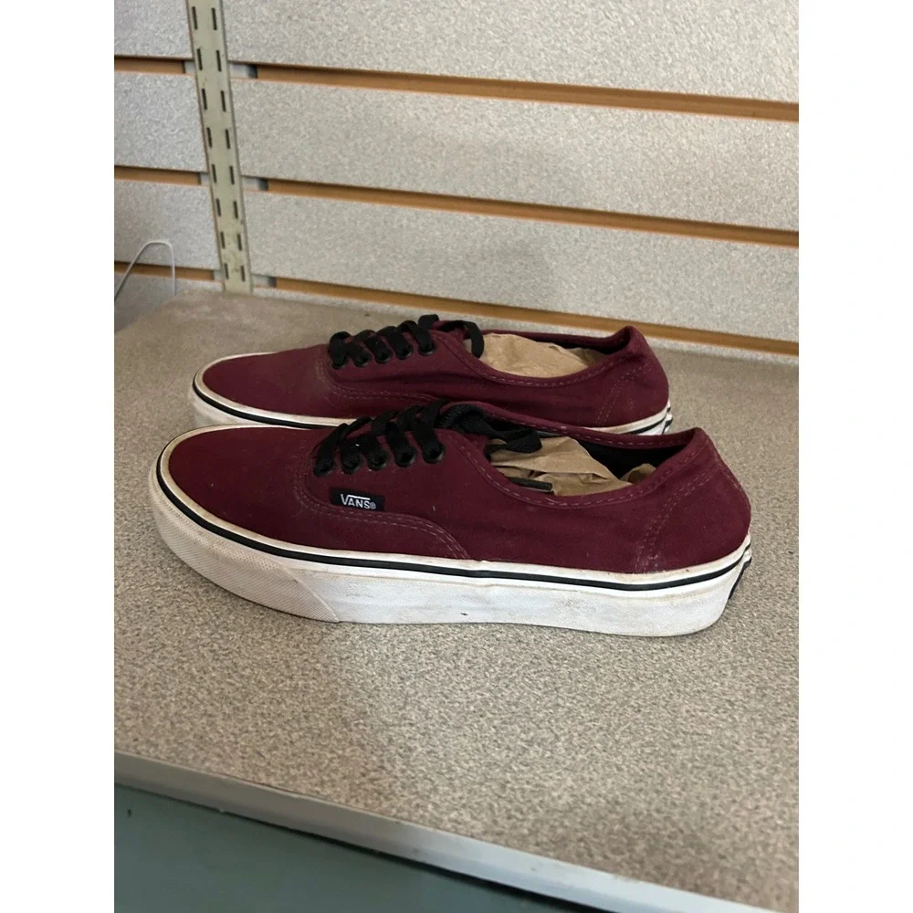 Vans Authentic Burgundy Maroon Canvas Low Top Sneakers Womens 8 Mens 6.5